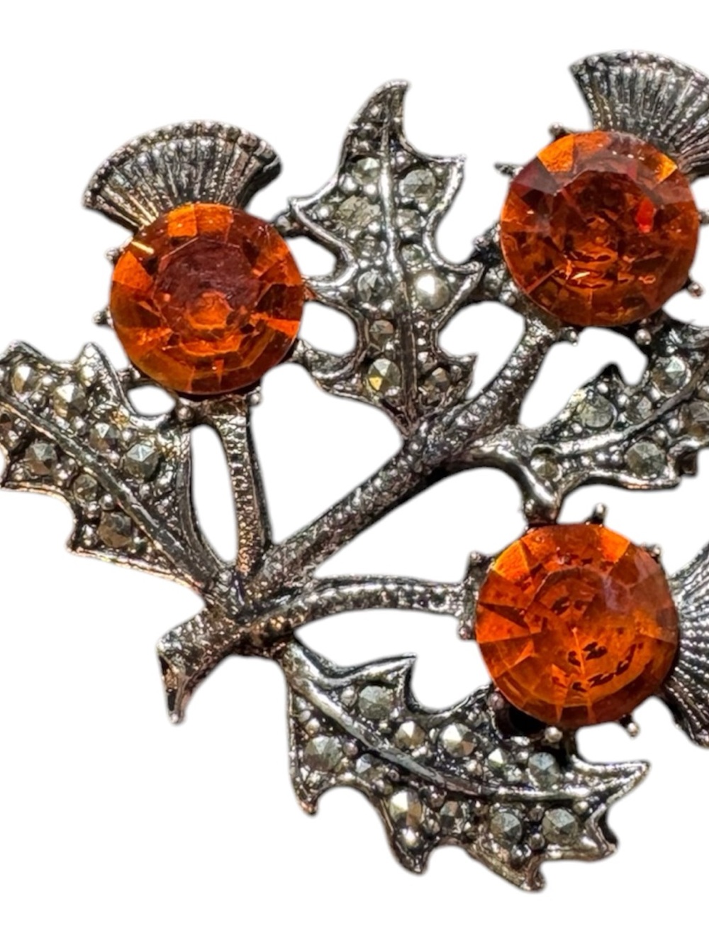 Vintage-Inspired Orange Crystal Floral Brooch - Women Jewelry